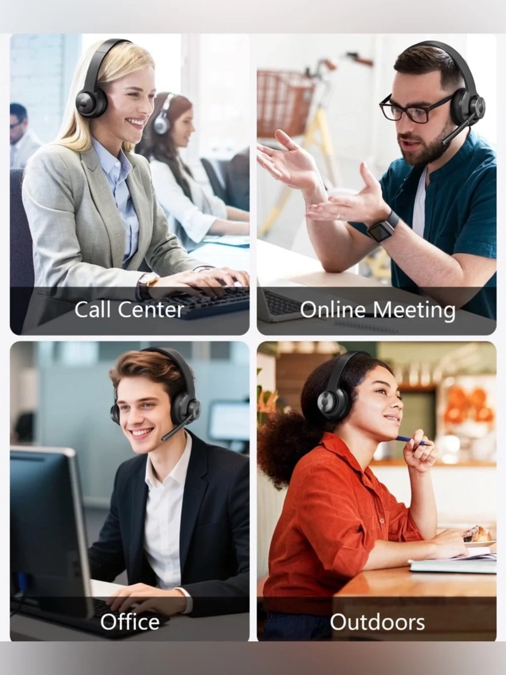 Wireless Headset with Mic for Work, Bluetooth 5.4 Office Headset